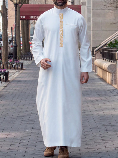 New Muslim Robe Mo Arab Ethnic Wind Sleeve Embroidery Festival Set Casual Men Abaya (M-4XL)