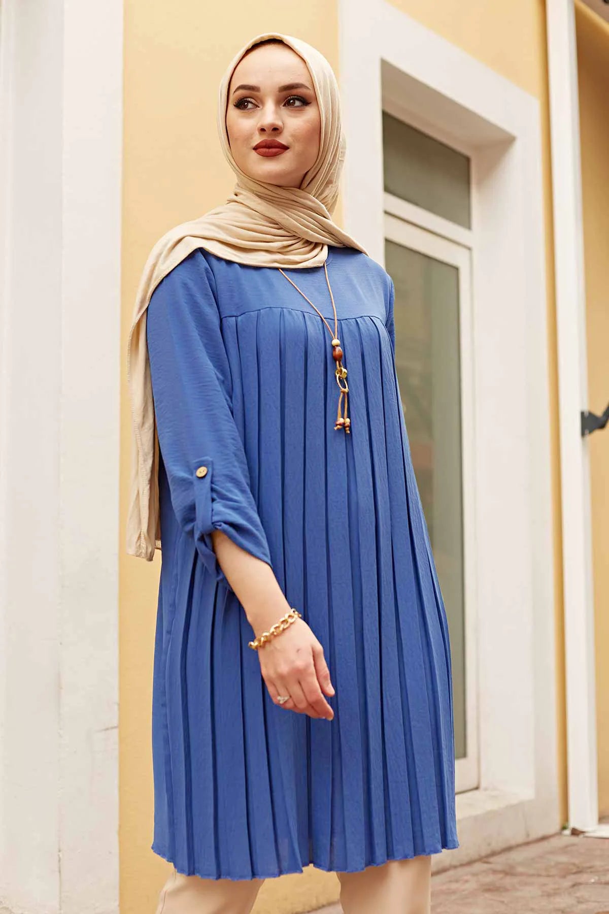 Pleated Girl's Blouse Shirt Adjustable Sleeve Women Top Islamism Blouses for Muslim Women Many Colors Muslim Fashion Women