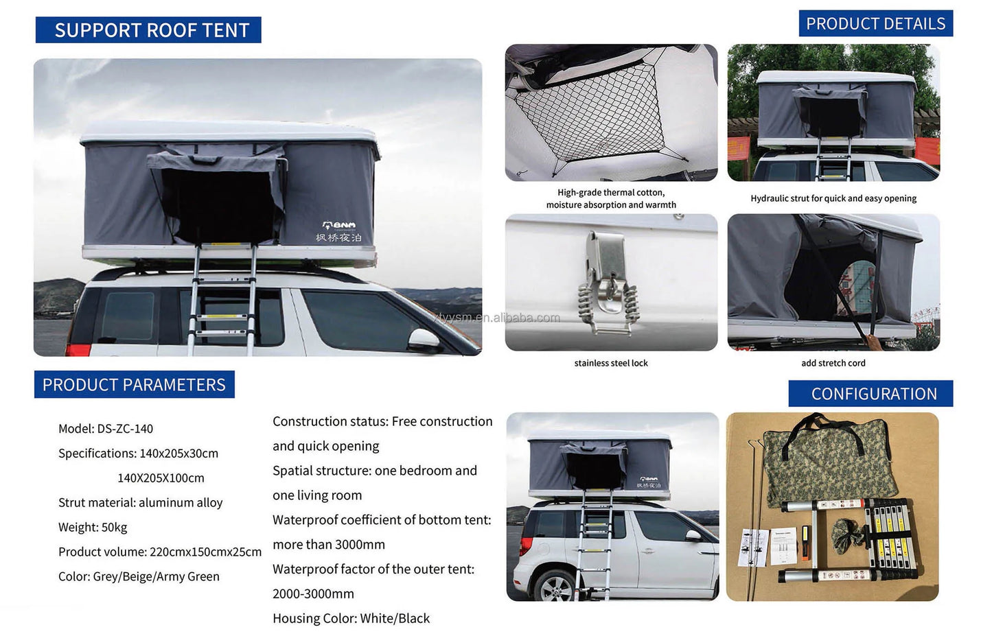 Z Shaped Camping Roof Tent Aluminum Hard Shell Rooftop Tent Outdoor Car Rooftop Tents Offroad Outdoor Camping