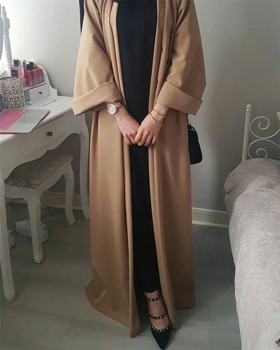 A Islamic clothing for women abaya Muslim fashion kaftan dress long sleeve cardigan solid Arab Dubai Turkish Islam dresses