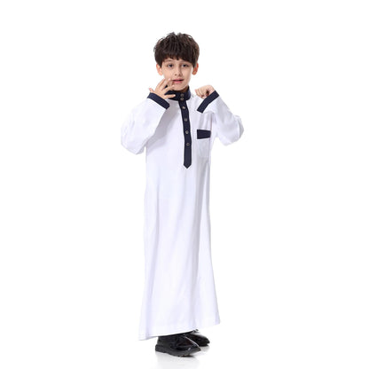 2024 Arab Malay Turkey Muslim Boys Clothing Kids Abayas Dress Children Full Body Robe Dress Teen Age TH873