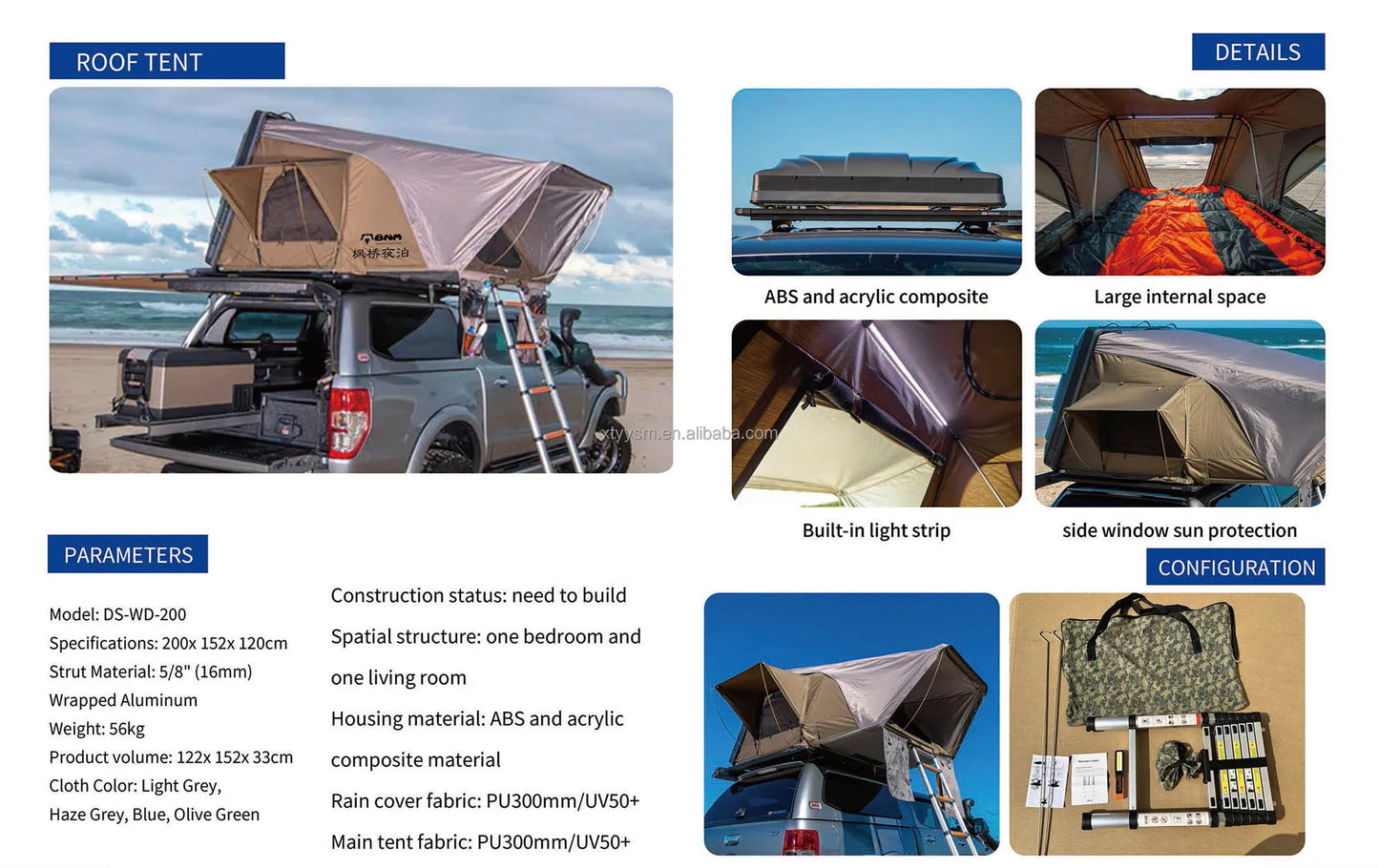 Z Shaped Camping Roof Tent Aluminum Hard Shell Rooftop Tent Outdoor Car Rooftop Tents Offroad Outdoor Camping
