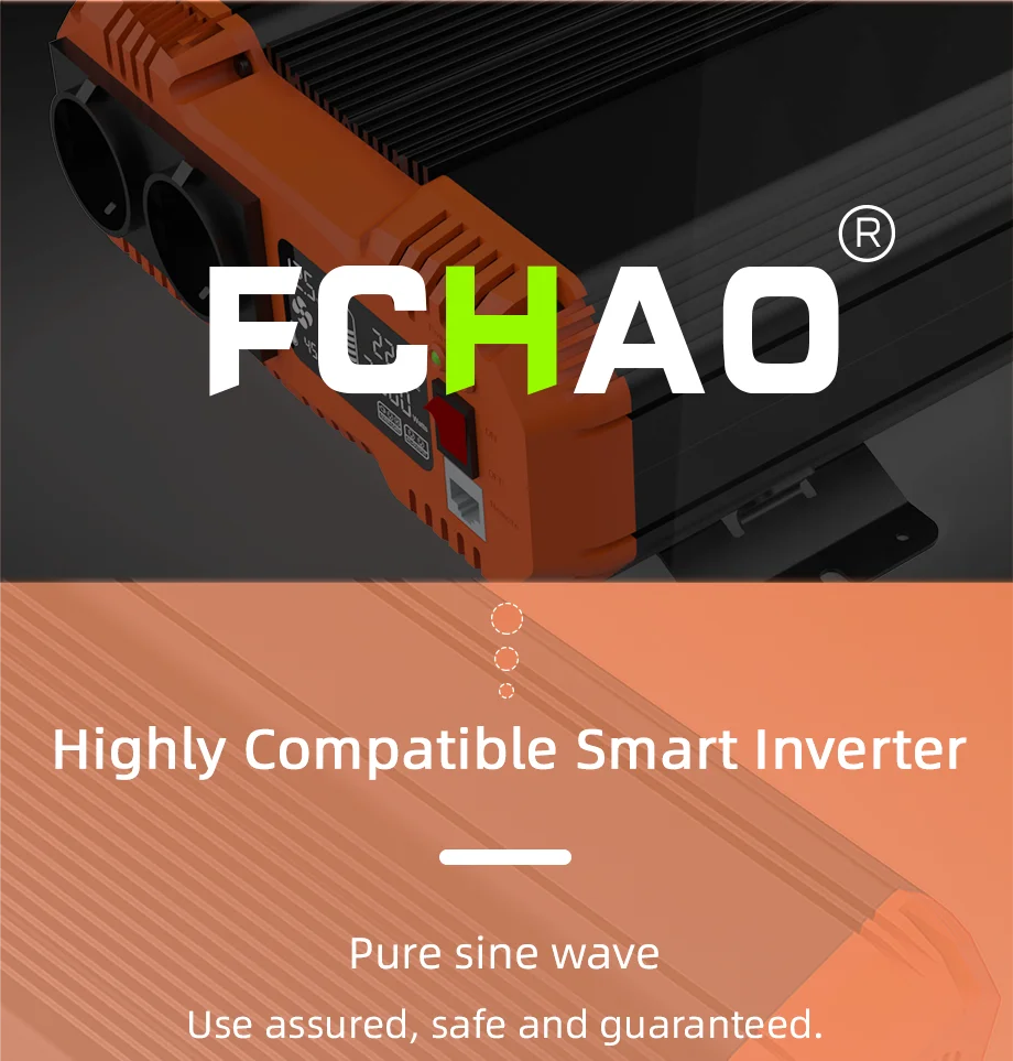 FCHAO Pure Sine Wave Inverter 12V 24V 48V To 220V 230V LCD Display Auto Accessories Power Converter For Home Camping  And RV