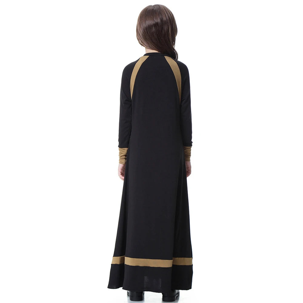 New Middle East Arab Dubai Children Ramadan Kaftan Robe Girls Long Sleeve Dress Kids Muslim Abaya Dress Islamic Party Clothing