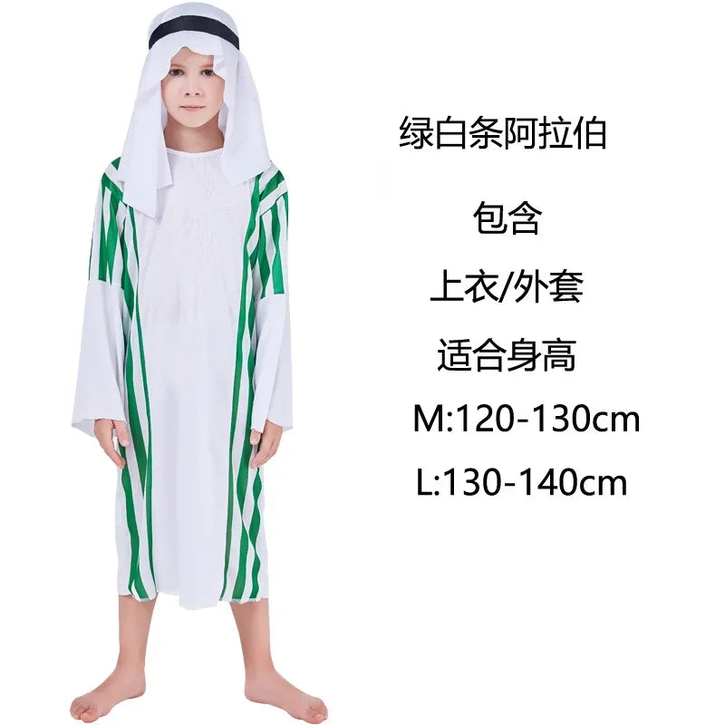 Kids Arab Arabian Costume Middle East Costume Robe Boy Child Prince Clothes Halloween Carnival Cosplay Children Muslim Costumes