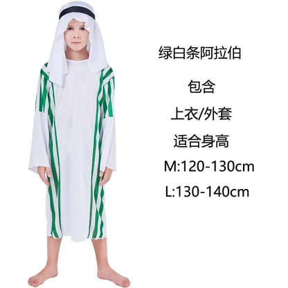 Kids Arab Arabian Costume Middle East Costume Robe Boy Child Prince Clothes Halloween Carnival Cosplay Children Muslim Costumes