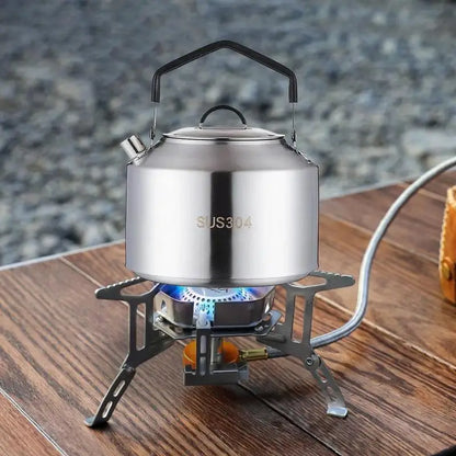 New Camping Kettles For Boiling Water 304 Stainless Steel Water Pot Outdoor Gas Cassette Stove Teapot Kitchen Whistling Kettle