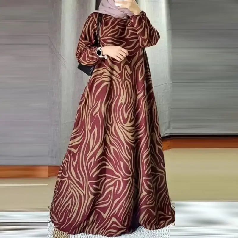 ZANZEA Women Vintage Floral Printed Muslim Dresses Fashion Long Sleeve Casual Maxi Dress Islamic Clothing Abaya Vestido Kaftan