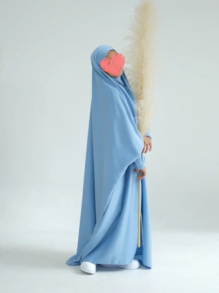 Ramadan Muslim Dress Girls Kids Prayer Garment Hijab Dress  Child Hooded Abaya Full Cover Niqab Islam Dubai Eid Robe 2023 jilbab
