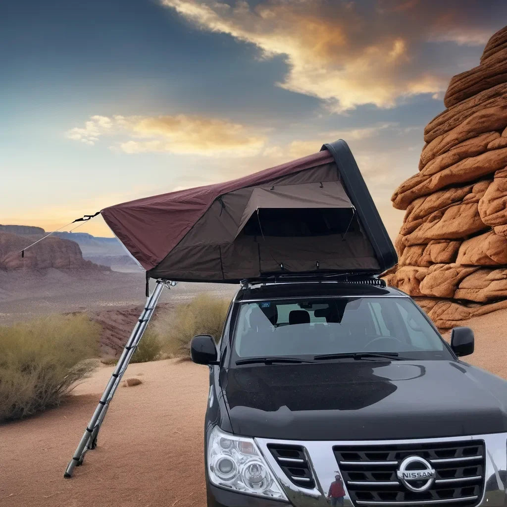 New Upgrade Automatic Rooftop Tent Durable 4-Sided Window With Sturdy Aluminium Roof Top Pop-Up Triangle Hard Shell For Camping