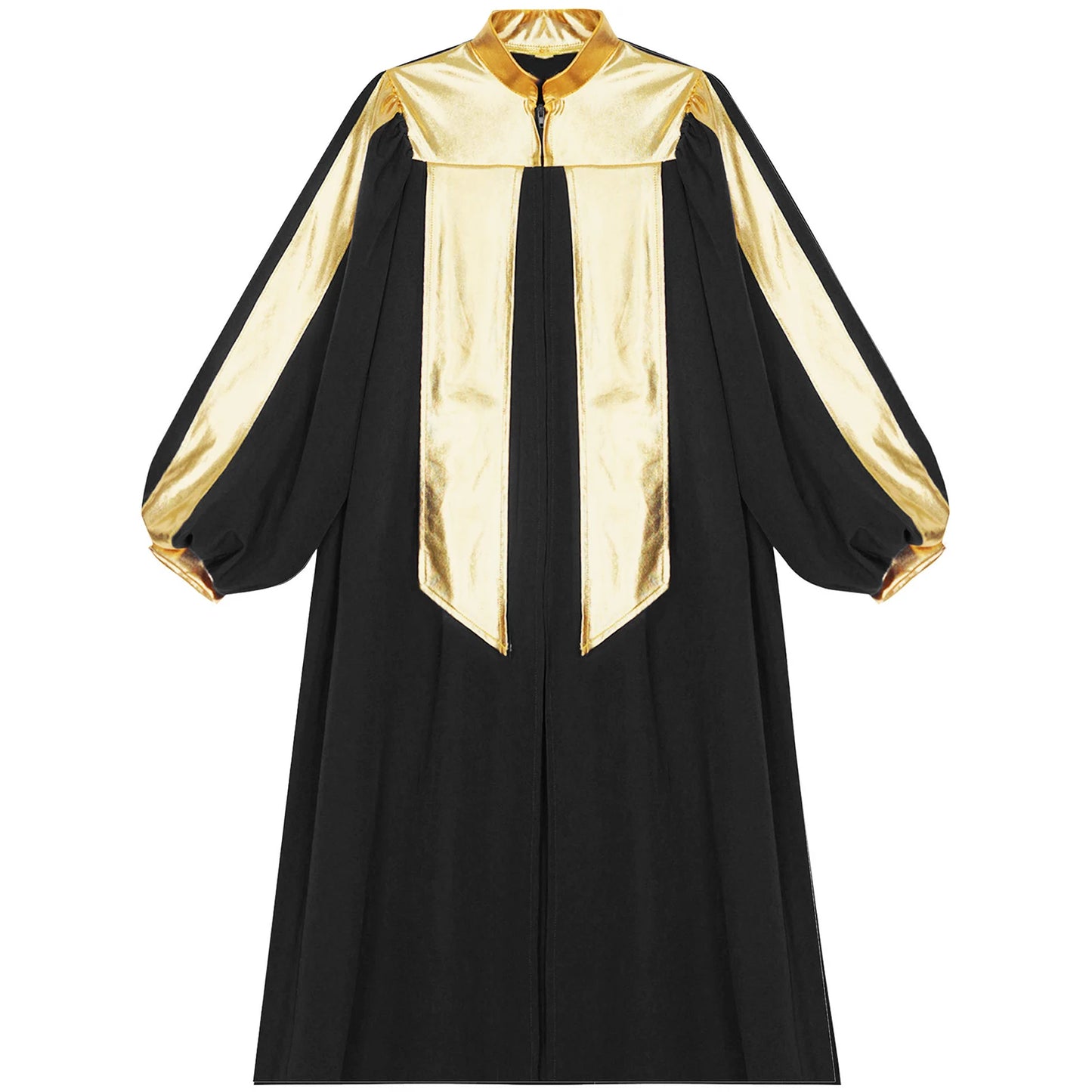 Halloween Kids Thobe for Muslim Boys Girl Metallic Contrast Color Arab Tobes Long Sleeve with Zipper Worship Dance Abaya Clothes