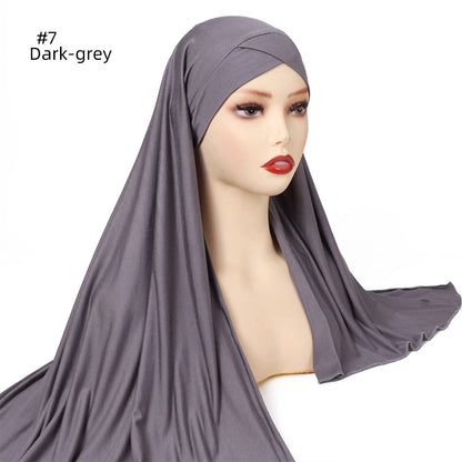 Muslim Women Premium Soft Modal Cotton Jersey Hijab Headwrap Stretchy Instant Hijab Scarf Forehead Cross Design Headscarf