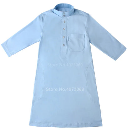 Muslim Robe Teenager Kids Saudi Arabia Pakistan Boy Thobe Middle East Full Sleeve Jubba Islamic Clothing Men Party Thobe Kaftan