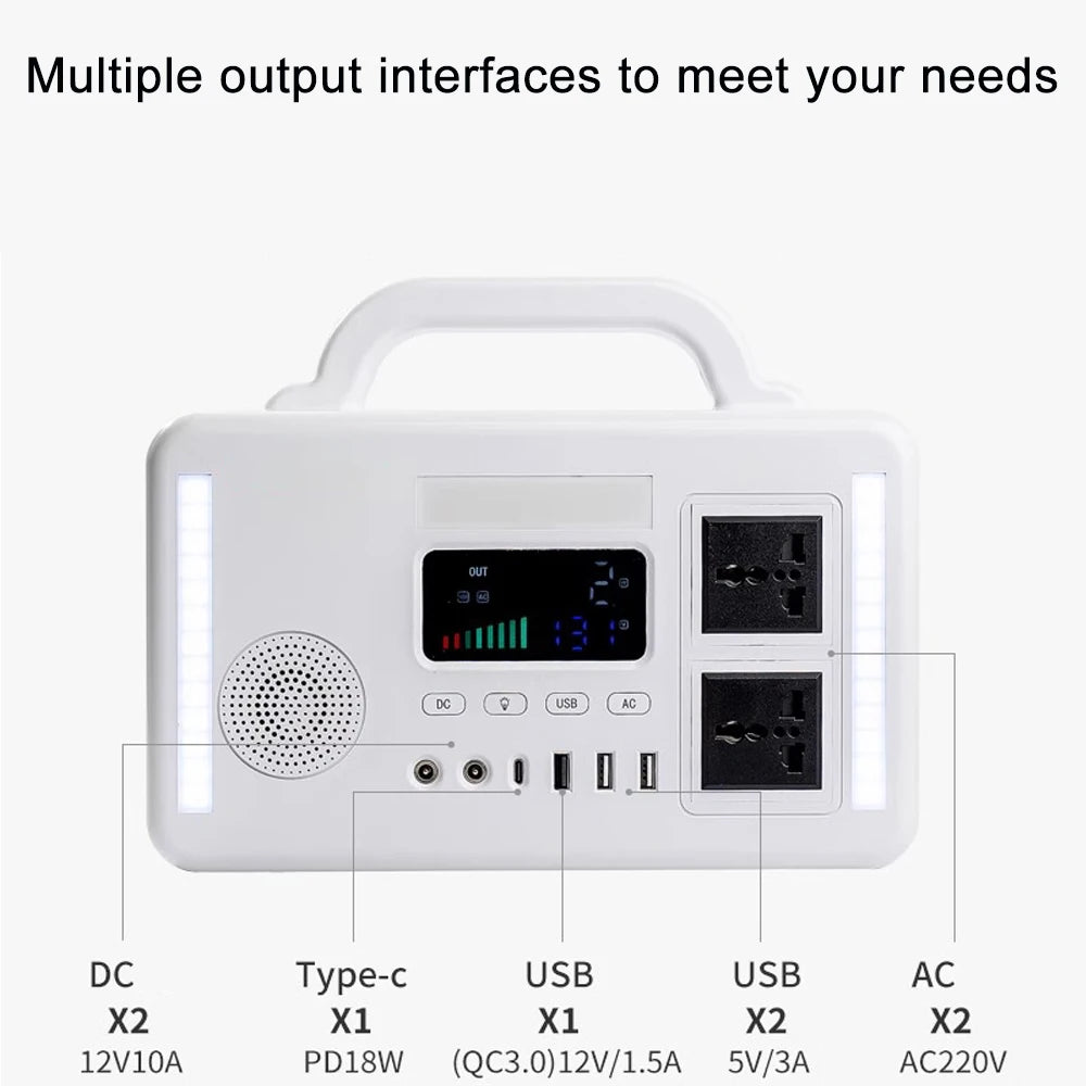 Portable Power Station 300W Solar Generator 110V 220V Outdoor Emergency Energy Charging Station Pure Sine Wave for Camping Home