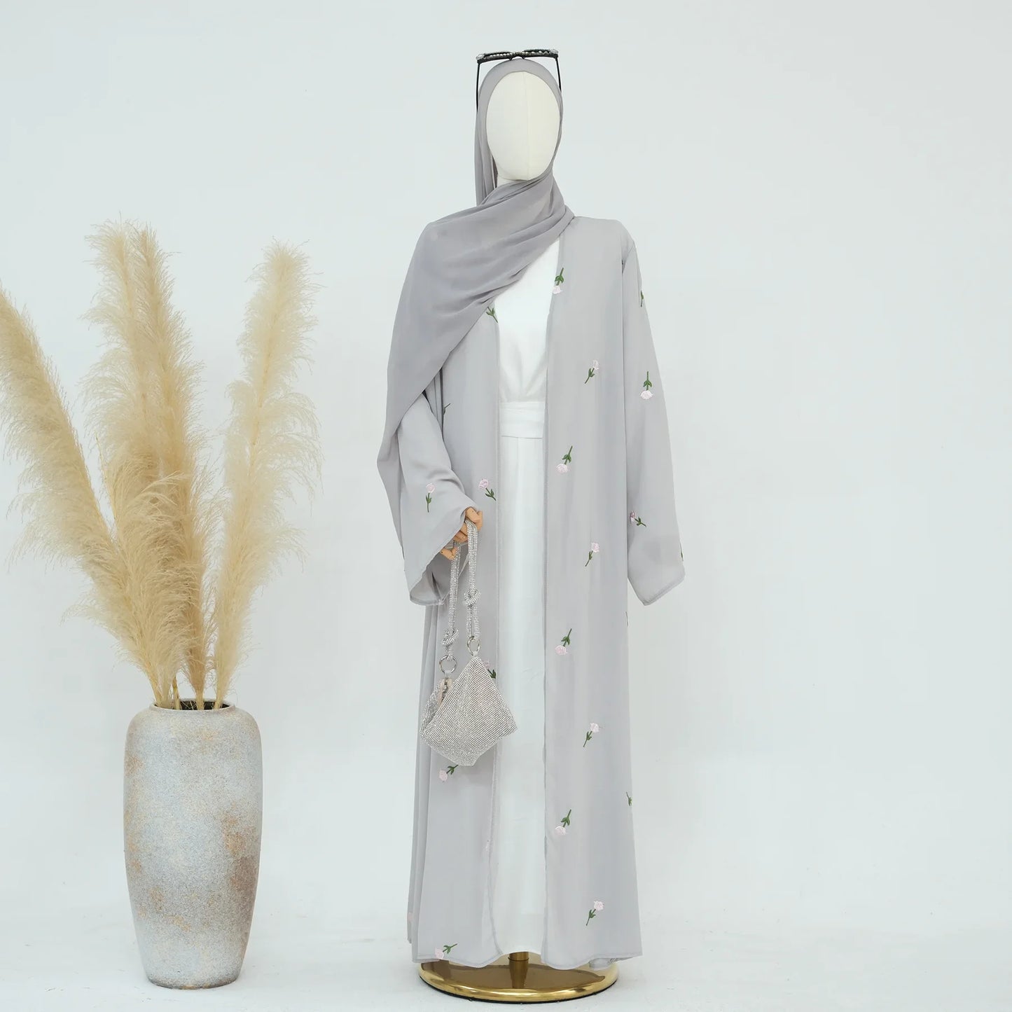 Flower Open Abaya Kimono Embroidery Muslim Abayas for Women Dubai Luxury Turkey Kaftan Hijab Robe Ramadan Eid Islamic Clothing