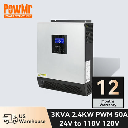 PowMr Hybrid Solar Inverter 24V 110V Pure Sine Wave Inverter 2400W 3KVA Solar Panel Generator Portable Wechselrichter