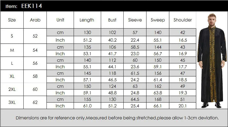 Ramadan Muslim Men Velvet Jubba Thobe Warm Kaftan Islam Clothing Eid Saudi Arabic Robe Thoub Thawb Dubai Abaya Dress Gown Abayas