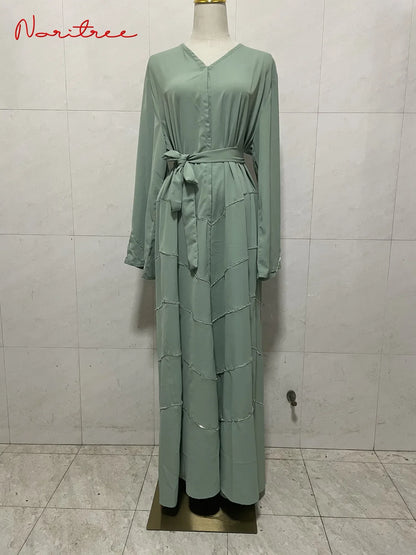 Hand made diamond beading Ramadan Eid Muslim dress long abayas robe fancy maxi French stylish modest Islamic wy1368 G1665