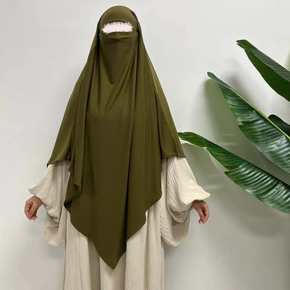 Premium Jersey Khimar Stretchy Breathable High Quality One Layer EID Ramadan Muslim Women Islamic Diamond Shape Prayer Hijab