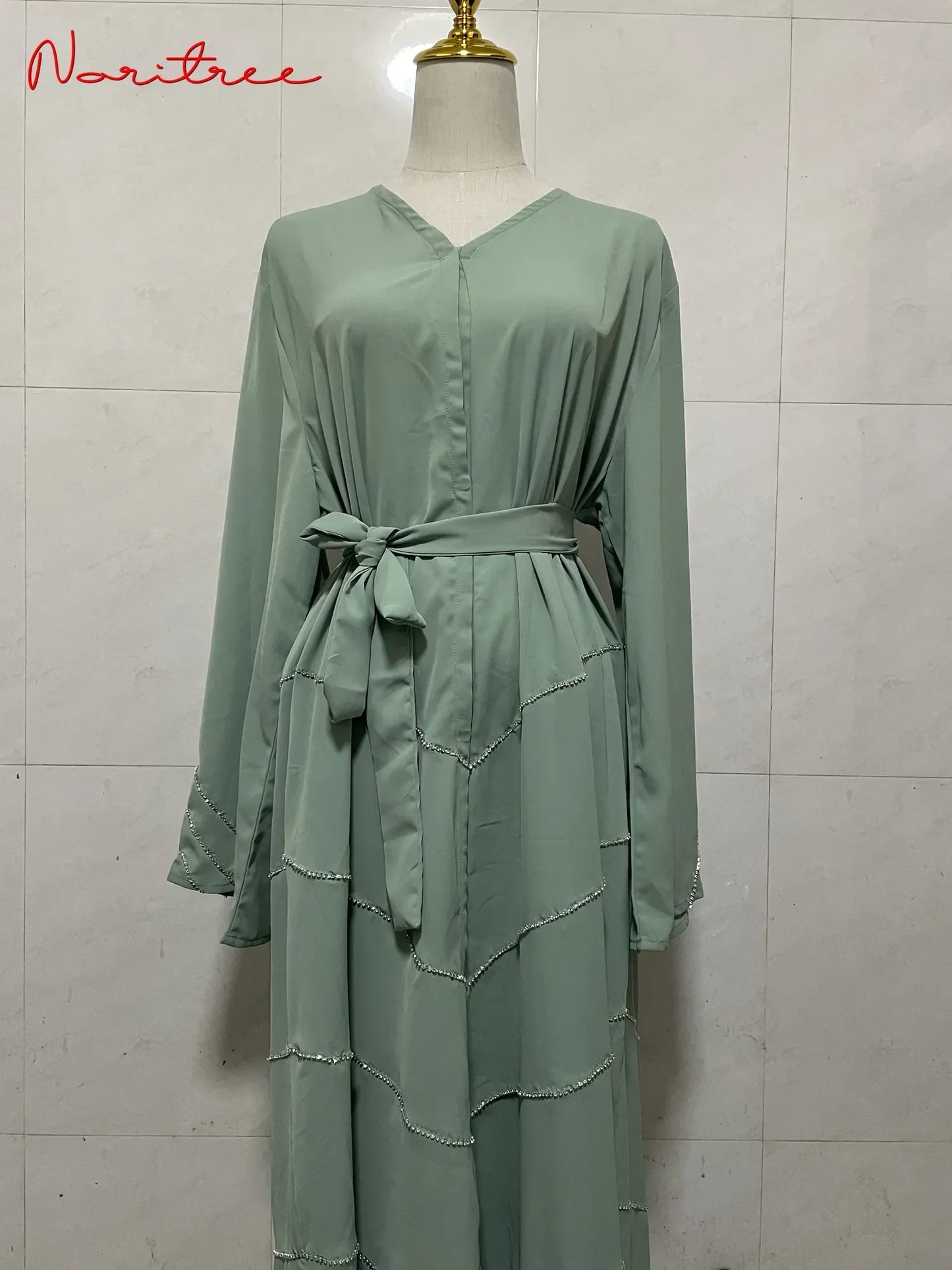 Hand made diamond beading Ramadan Eid Muslim dress long abayas robe fancy maxi French stylish modest Islamic wy1368 G1665