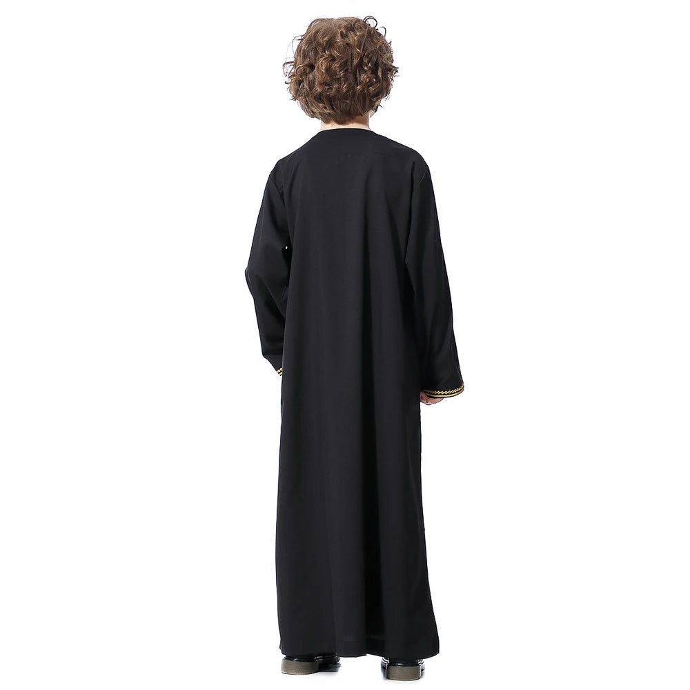Muslim Saudi Arab Boys Robe Dishdasha Kids Abaya Kaftan Prayer Islam Clothing Long Sleeve Thobe Middle East Teenage Dress Dubai