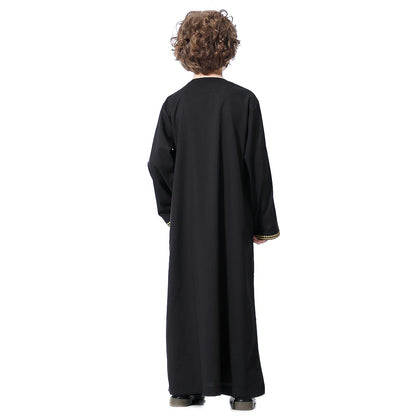 Muslim Saudi Arab Boys Robe Dishdasha Kids Abaya Kaftan Prayer Islam Clothing Long Sleeve Thobe Middle East Teenage Dress Dubai