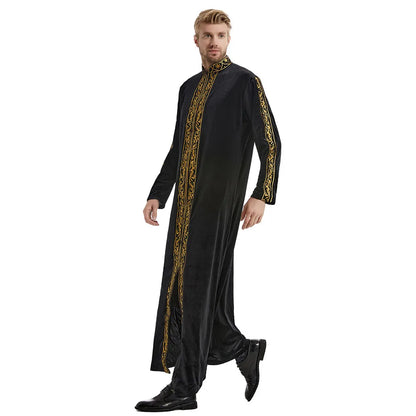 Ramadan Muslim Men Velvet Jubba Thobe Warm Kaftan Islam Clothing Eid Saudi Arabic Robe Thoub Thawb Dubai Abaya Dress Gown Abayas