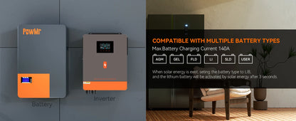 EU Stock 10.2KW 2MPPT Solar Power Inverter 48V 230V AC On/Off-Grid Built 160A MPPT Solar Charger Support Lifepo4 Pure Sine Wave