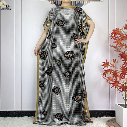 Muslim Abayas For Women 2023 New Fashion Printed Silk Soft Loose Femme Elegant Robe African Maxi Party Dresses With Belt Turban