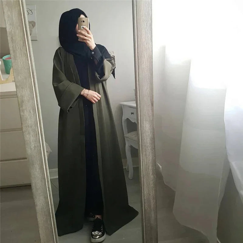 A Islamic clothing for women abaya Muslim fashion kaftan dress long sleeve cardigan solid Arab Dubai Turkish Islam dresses