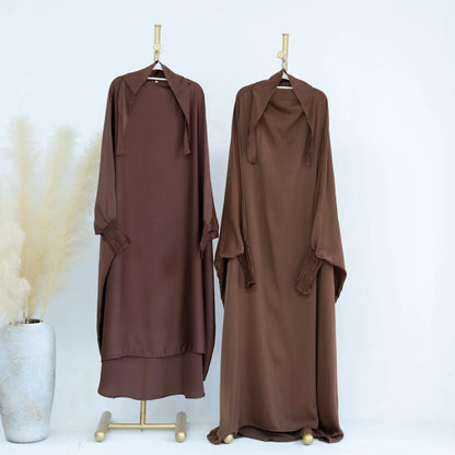 Muslim Women Kids Girls Hijab Dress Eid Overhead Hooded Abaya Mom & Daughter Abayas Khimar Islamic Prayer Garment Dresses Robe