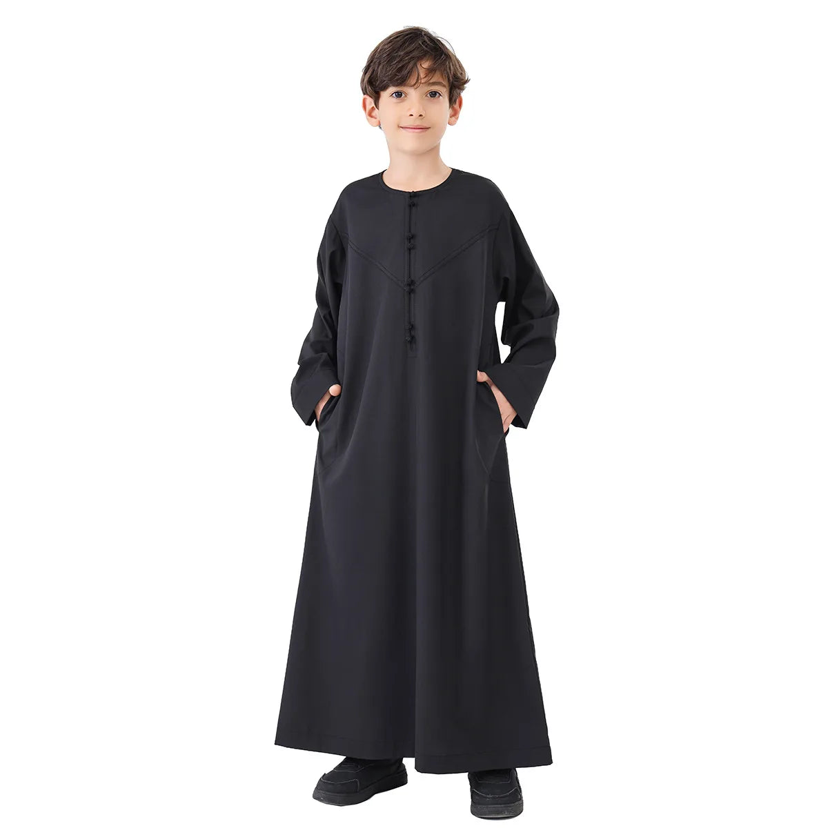 Muslim Saudi Kids Boys Dishdasha Long Sleeve Robe Thobe Dubai Islamic Abaya Middle East Arab Clothing Child Dress Kaftan Caftans