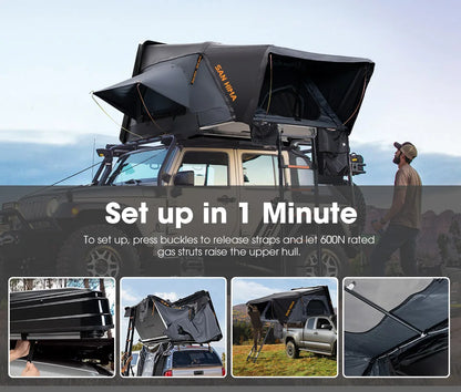 SAN HIMA UV Resistant Waterproof 4 Person Hard Shell Roof Top Tent ABS Clamshell Hardshell Car Rooftop Tent For 4x4 Camping