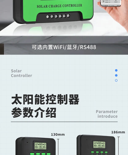 12/24V WIFI MPPT Solar Charge Controller 10/20/30/40/50/60A Solar Panel Battery Regulator LCD USB for Lifepo4 Lead Acid Lithium