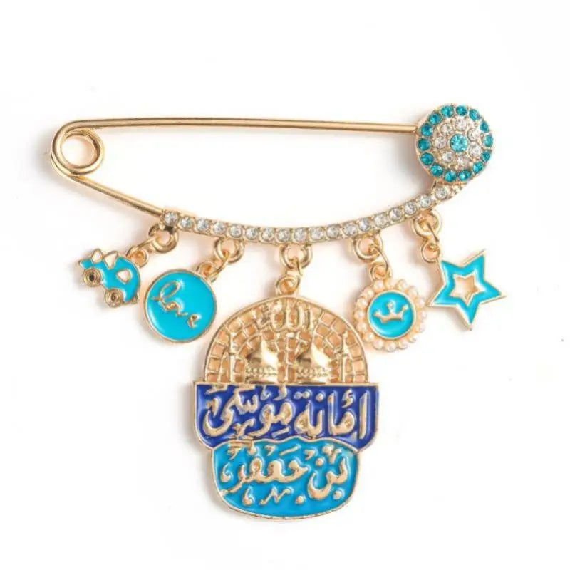 Exquisite Shiny Zircon Islamic Muslim Allah Brooch Arabian Religious Evil Eye Brooch Men Women Popular Clothing Matching Gifts