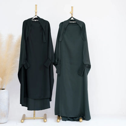 Muslim Women Kids Girls Hijab Dress Eid Overhead Hooded Abaya Mom & Daughter Abayas Khimar Islamic Prayer Garment Dresses Robe