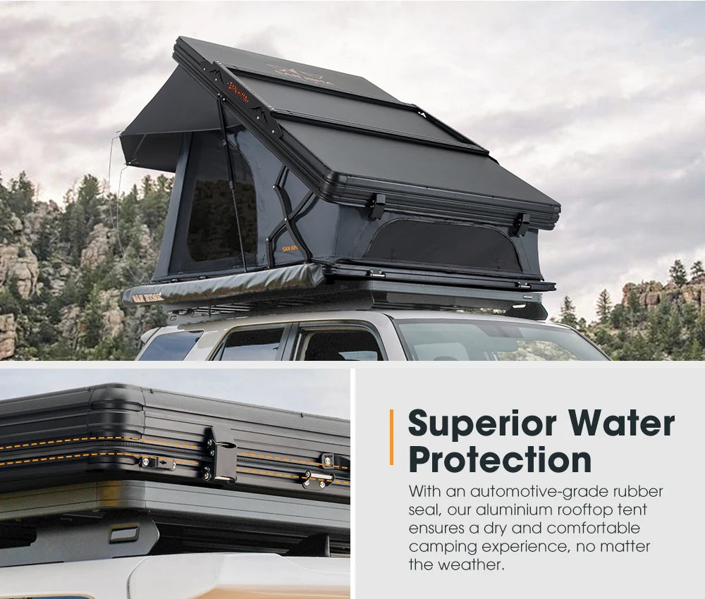 SAN HIMA Quick Set Up Waterproof Car Camping Hardshell Rooftop Tent 2 Person Hard Shell Roof Top Tent for 4WD 4x4 Off-road