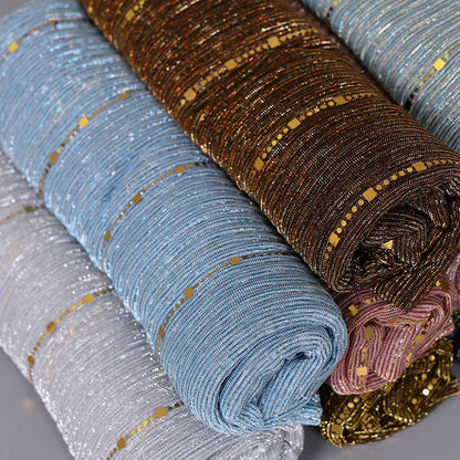 Glitter Women Gold Silk With Pearls Muslim Hijab Shawls And Wraps Islamic Turban Female Foulard Soft Thin Hijabs Head Scarf