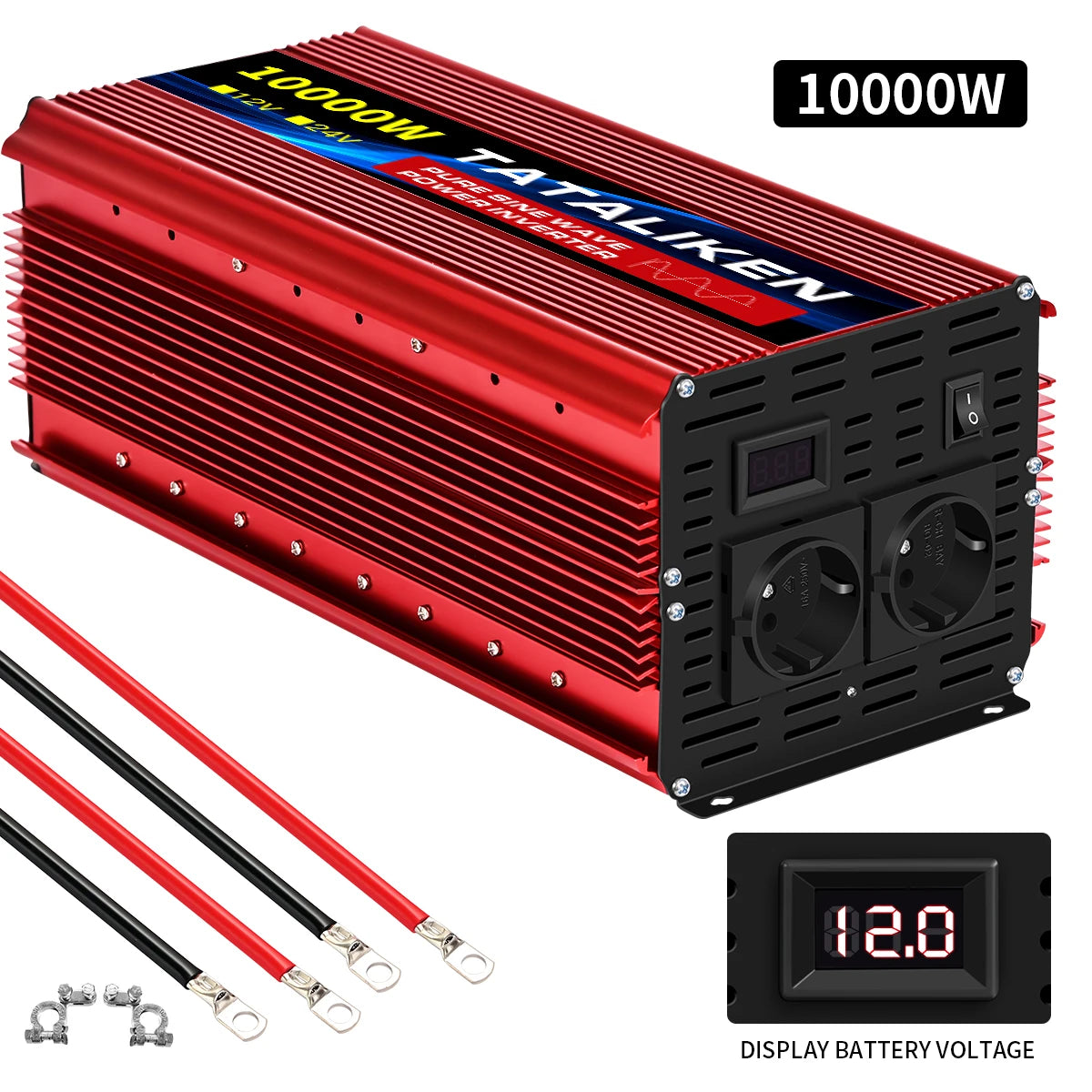 1600W/2200W/3000W/4000W  Pure Sine Wave Inverter DC 12V/24V to AC 220V 50hz Power Inverter Charger Converter Adapter EU Socket