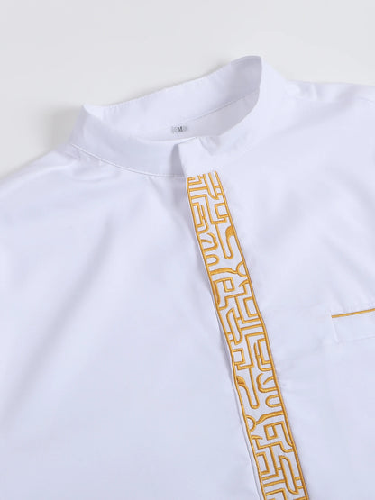 New Muslim Robe Mo Arab Ethnic Wind Sleeve Embroidery Festival Set Casual Men Abaya (M-4XL)