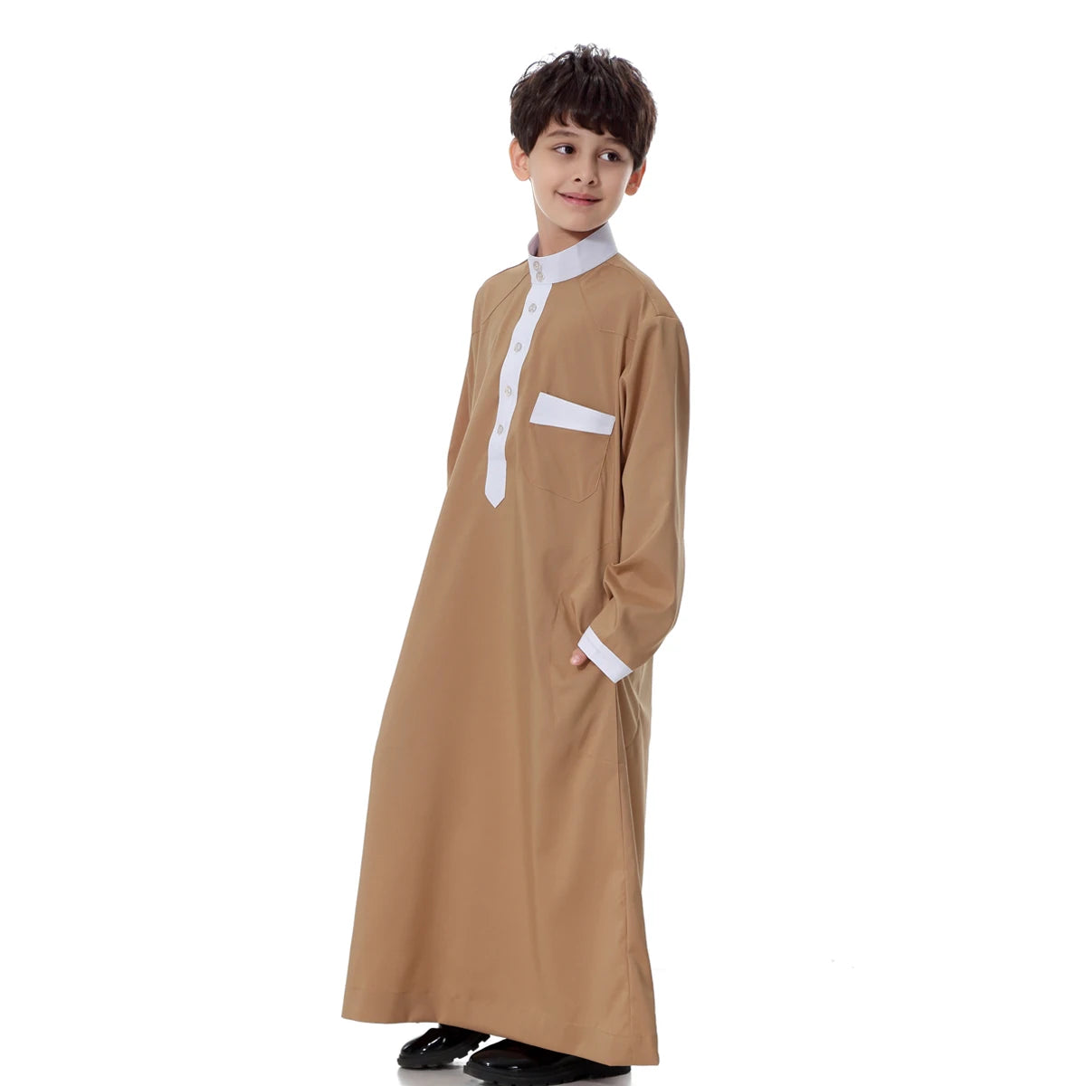 2024 Arab Malay Turkey Muslim Boys Clothing Kids Abayas Dress Children Full Body Robe Dress Teen Age TH873