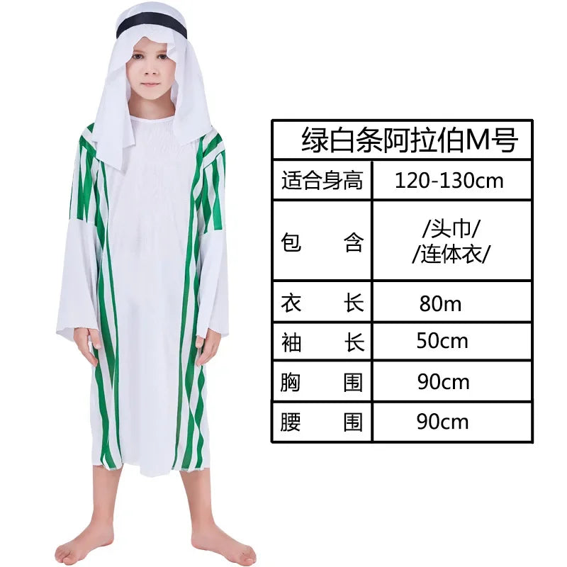 Kids Arab Arabian Costume Middle East Costume Robe Boy Child Prince Clothes Halloween Carnival Cosplay Children Muslim Costumes