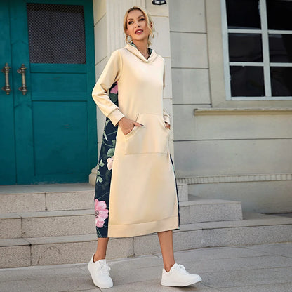 Abaya Muslim Maxi Long Sleeve Dress With Cap Women Diamond Arab Dubai Islamic Clothing Autumn New Loose Casual Turkey Robe