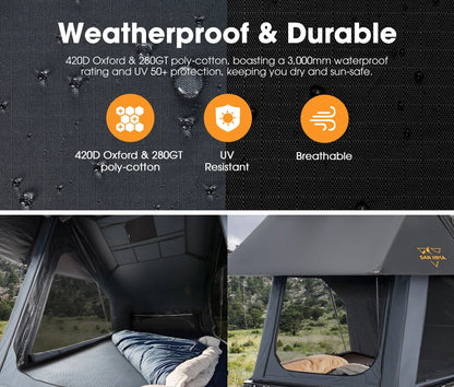 SAN HIMA Quick Set Up Waterproof Car Camping Hardshell Rooftop Tent 2 Person Hard Shell Roof Top Tent for 4WD 4x4 Off-road
