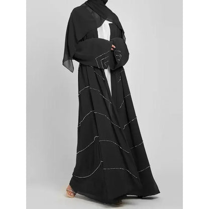 Hand made diamond beading Ramadan Eid Muslim dress long abayas robe fancy maxi French stylish modest Islamic wy1368 G1665