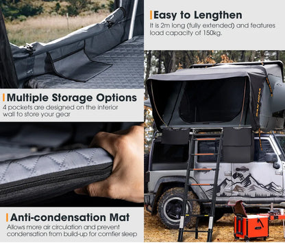 SAN HIMA UV Resistant Waterproof 4 Person Hard Shell Roof Top Tent ABS Clamshell Hardshell Car Rooftop Tent For 4x4 Camping