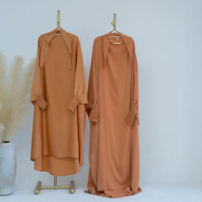 Muslim Women Kids Girls Hijab Dress Eid Overhead Hooded Abaya Mom & Daughter Abayas Khimar Islamic Prayer Garment Dresses Robe
