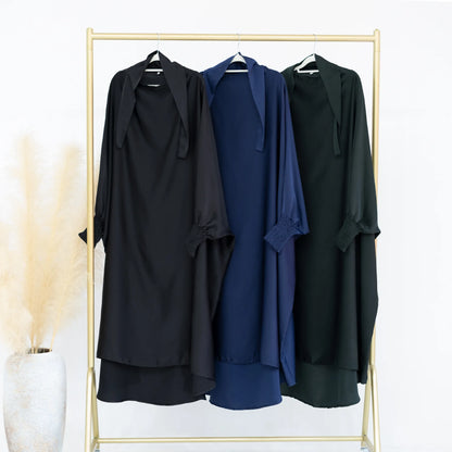 Muslim Child Jilbab Prayer Dress Hijab Hooded Abaya Ramadan Eid Islamic Clothing Dubai Saudi Black Robe Kids Modest Dresses