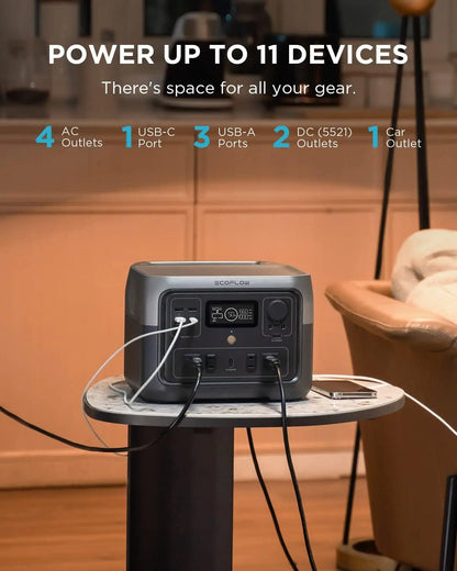 Portable Power Station RIVER 2 Max 512Wh LiFePO4 Battery/ 1 Hour Fast Charging Up To 1000W Output Solar Generator