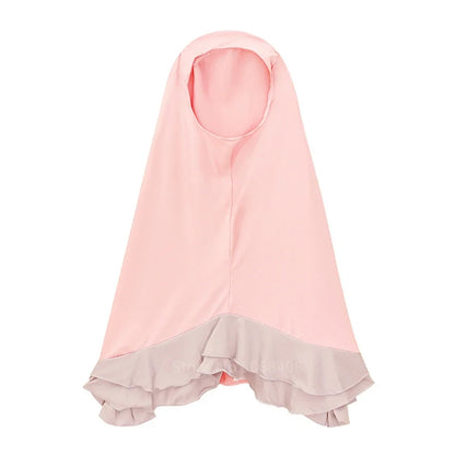 Muslim traditional clothing Islamic robe kids baby girls richer Saudi Arab Dubai solid abaya kaftan with ruffle bow hijab dress